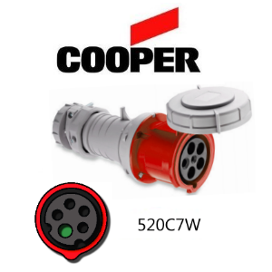 Cooper 520C7W Connector - 20A, 480V 4-Pole / 5-Wire, IEC60309