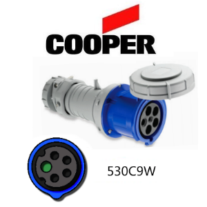 Cooper 530C9W Connector - 30A, 220V - 250V 4-Pole / 5-Wire, IEC60309