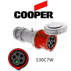 Cooper 530C7W Connector - 30A, 480V 4-Pole / 5-Wire, IEC60309
