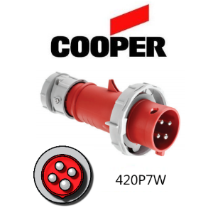 Cooper 420P7W Plug - 20A, 480V 3-Pole / 4-Wire, IEC60309