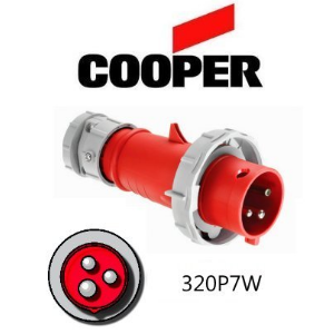 Cooper 320P7W Plug - 20A, 480V 2-Pole / 3-Wire, IEC60309