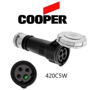 Cooper 420C5W Connector - 20A, 600V 3-Pole / 4-Wire, IEC60309
