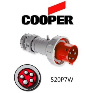 Cooper 520P7W Plug - 20A, 480V 4-Pole / 5-Wire, IEC60309