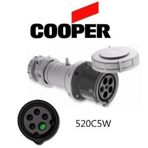 Cooper 520C5W Connector - 20A, 600V 4-Pole / 5-Wire, IEC60309