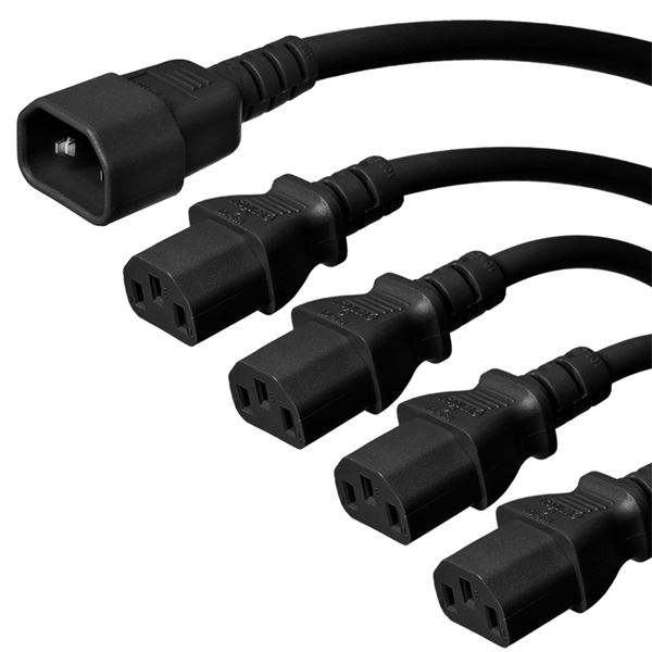 C14 to 4x C13 Splitter Cable, 15A, 14/3 SJT - 10 Foot