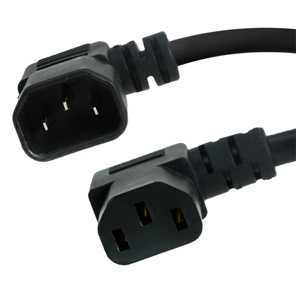 C14 Left Angle to C13 Left Angle Power Cords, 10A, 250V, 18/3 SJT