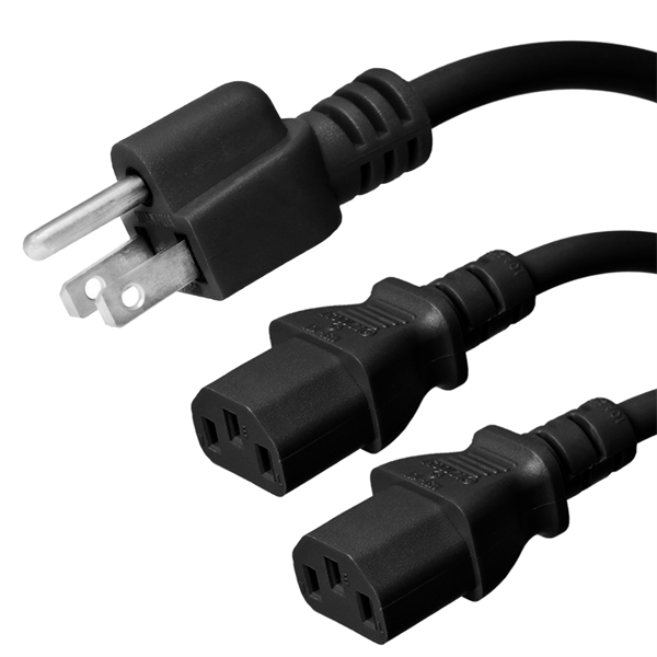 5-15P to 2x C13 Splitter Power Cords