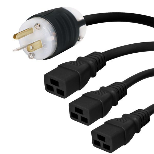 5-20P to 3x C19 Y Splitter Power Cords