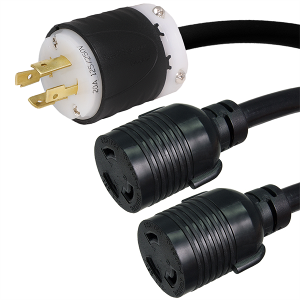 L14-20P to 2x L5-30R Splitter Power Cords