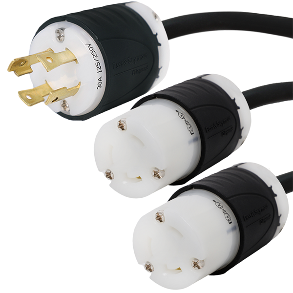 L14-30P to 2x L6-30R Splitter Power Cords