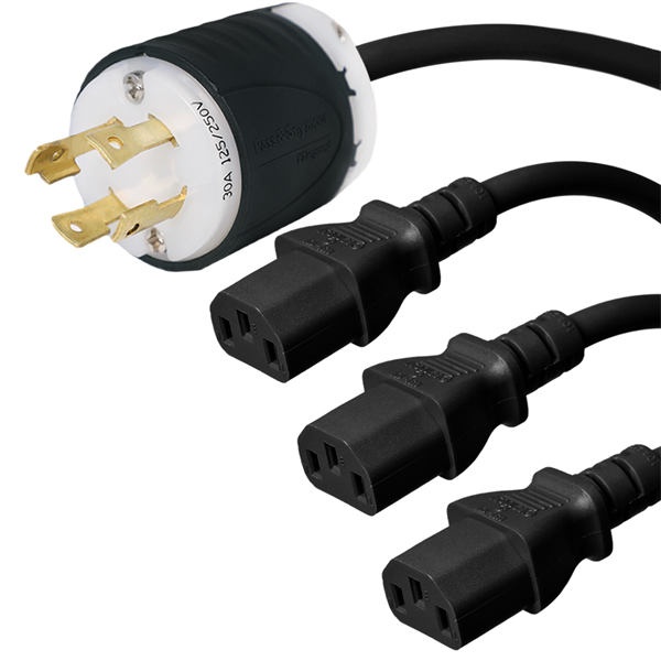 L14-30P to 3x C13 Splitter Power Cords
