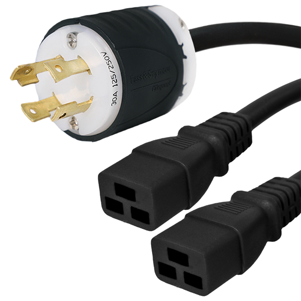 L14-30P to 2x C19 Splitter Power Cords