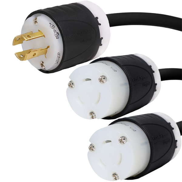 L15-20P to 2x L6-20R Splitter Power Cords