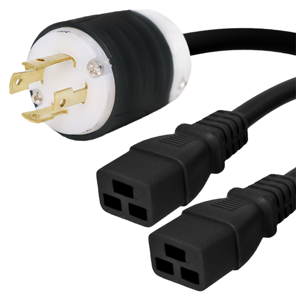 L15-30P to 2x C19 Splitter Power Cords