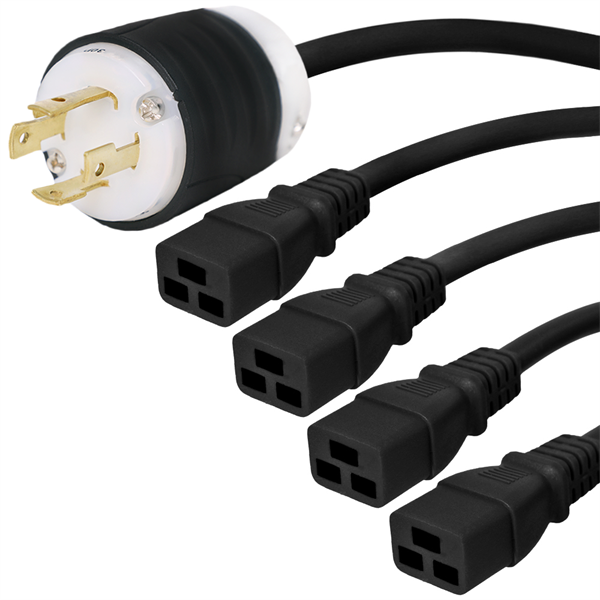L15-30P to 4x C19 Splitter Power Cords