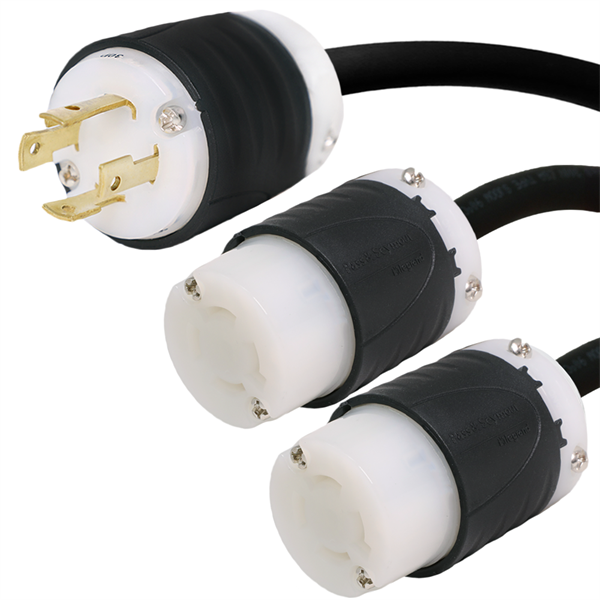 L15-30P to 2x L15-20R Splitter Power Cords