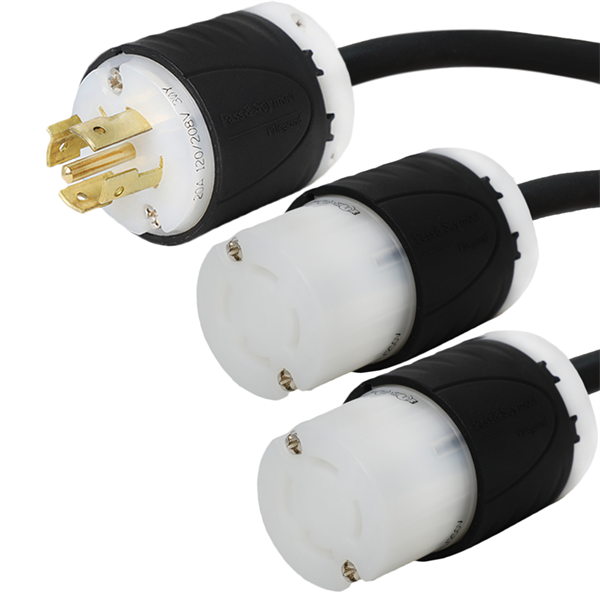 L21-20P to 2x L14-30R Splitter Power Cords
