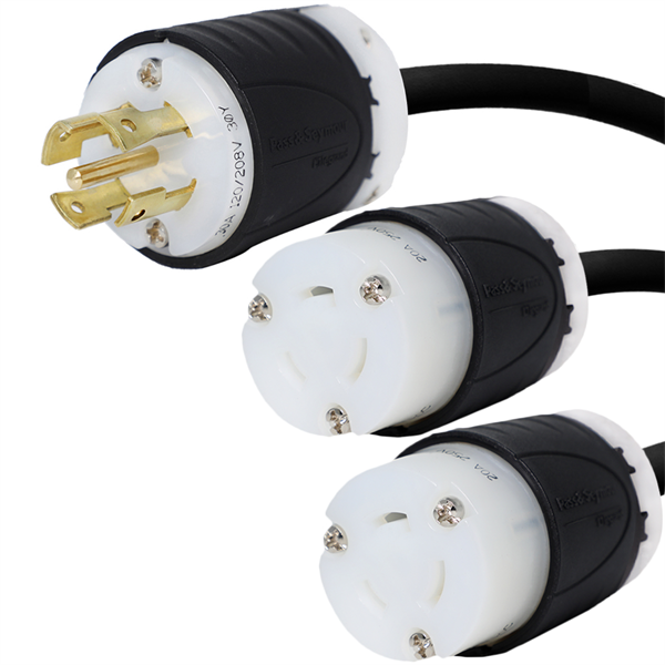L21-30P to 2x L6-20R Splitter Power Cords