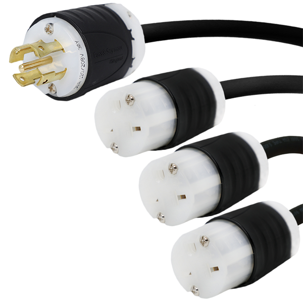 L21-30P to 3x 6-20R Splitter Power Cords