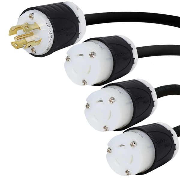 L21-30P to 3 x L6-20R 3-Phase Splitter Power Cord