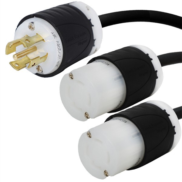 L21-30P to 2x L14-30R Splitter Power Cords