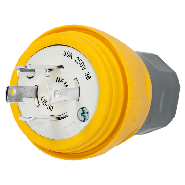 Hubbell HBL28W75 L15-30P Twist-Lock® Watertight Plug, 30A, 3Ø 250V