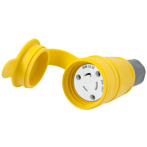 Hubbell HBL27W48 L6-20R Twist-Lock® Watertight Connector, 20A, 250V