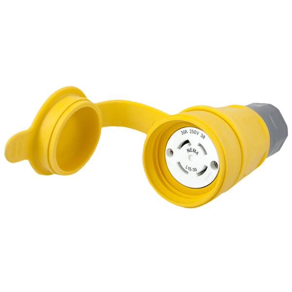 Hubbell HBL29W75 L15-30R Twist-Lock® Watertight Connector, 30A, 3Ø 250V