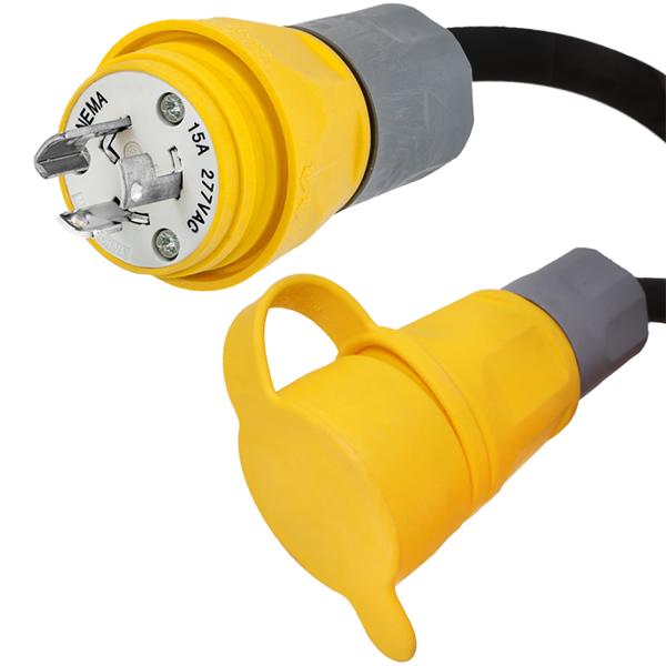 L6-15 Watertight Marine Extension Cords, 15A, 250V, 14/3 SJOOW