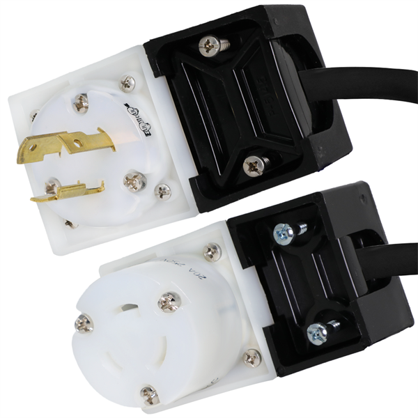 Angled L6-20 Locking Extension Cords, 20A, 250V, 12/3 SJOOW
