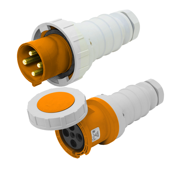 4100P12W to 4100C12W Pin and Sleeve Extension Power Cable - Rated 100A, 250V, 3Ø