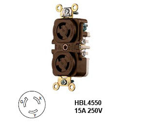 Hubbell Rl159 Hubbell L6-15R Twist-Lock® Duplex Receptacle Rated for 15A/250V – Iron Box
