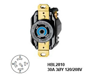 Hubbell L21-30R Twist-Lock® Receptacle Rated for 30A/3ØY 120/208V