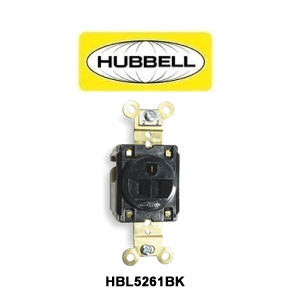 Straight Blade 3-Wire Single 5-15R 15A Receptacle, Black