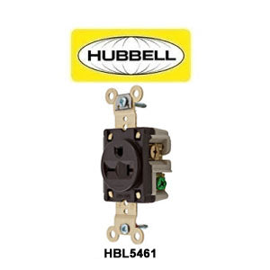 Straight Blade Single 6-20R Receptacle, 3-Wire, Brown