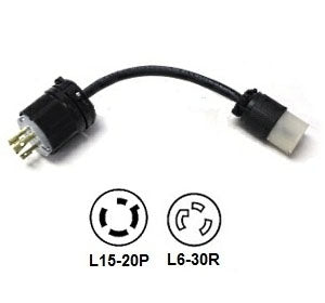 L15-20P to L6-30R Twist Lock Plug Adapter [1 Foot]