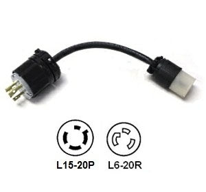 L15-20P to L6-20R Twist Lock Plug Adapter [1 Foot]