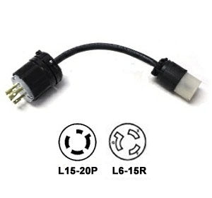 L15-20P to L6-15R Twist Lock Plug Adapter [1 Foot]