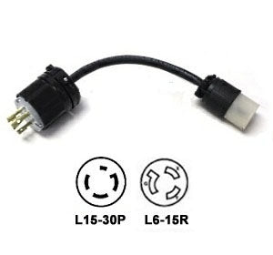 L15-30P to L6-15R Plug Adapter [1 Foot]