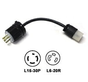L15-30P to L6-20R Plug Adapter [1 Foot]