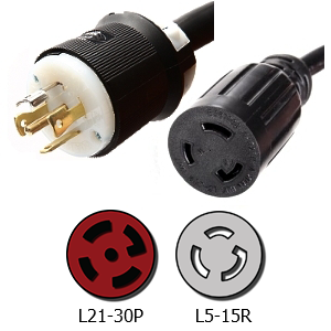 L21-30P to L5-15R Plug Adapter (1 Foot)
