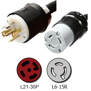 L21-30P to L6-15R Plug Adapter (1 Foot)