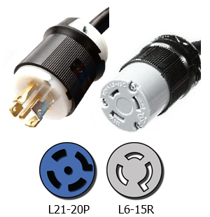 L21-20P to L6-15R Plug Adapter (1 Foot)
