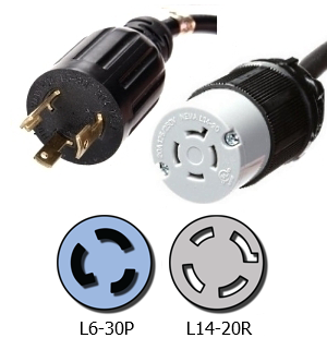 L6-30P to L14-20R Plug Adapter (1 Foot)