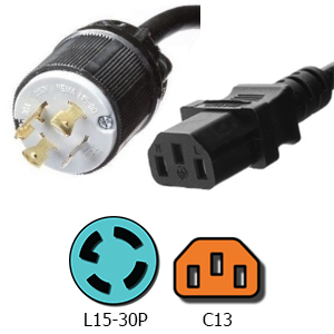 L15-30P to C13 Power Cords 15A, 250V, 14/3 SJT Jacket