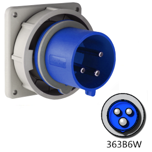 Mennekes ME363B6W 63A, 250V 2-Pole Inlet