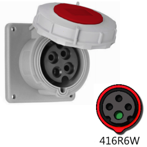 Mennekes ME416R6W 16A, 220-240V, 3-Pole Outlet