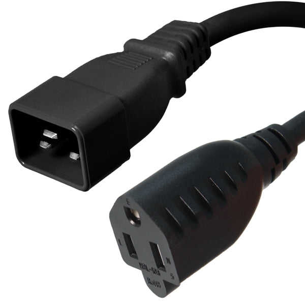 C20 to 5-15R Plug Adapter, 15A, 125V, 14/3 SJT