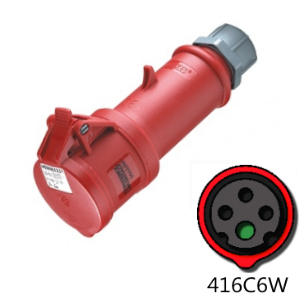 416C6W Connector -  16A, 220-240V 3-Pole / 4-Wire, IEC60309