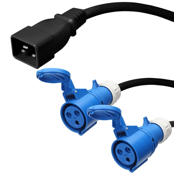 C20 to 2 x 316C6W Splitter Power Cords